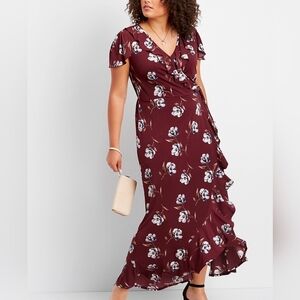 Maurices Plus Size Ruffle Surplice Floral Maxi Dress